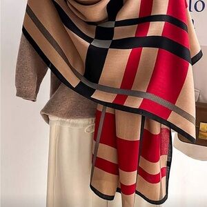 Elegant Red and Black Checkered Scarf